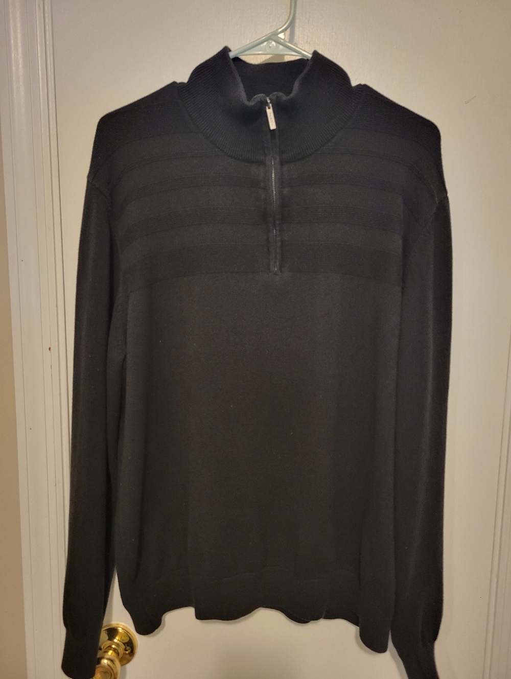 Van Heusen Men’s Black Zip Mock-Neck Sweater